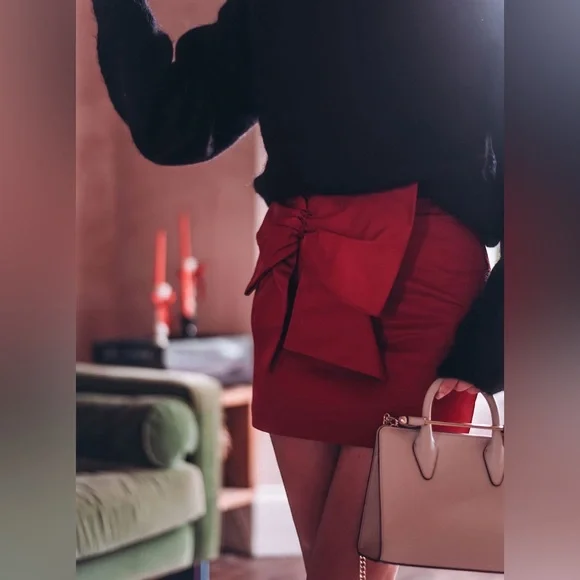 H&M NWT viral red bow mini skirt - Picture 7 of 11